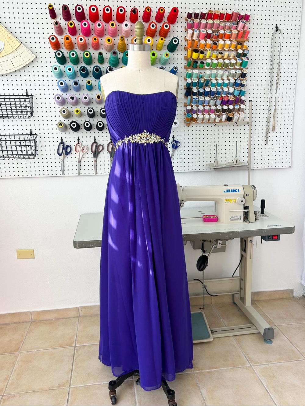 May Queen Purple Strapless Beaded Waist | Couture Prom Evening Dress
